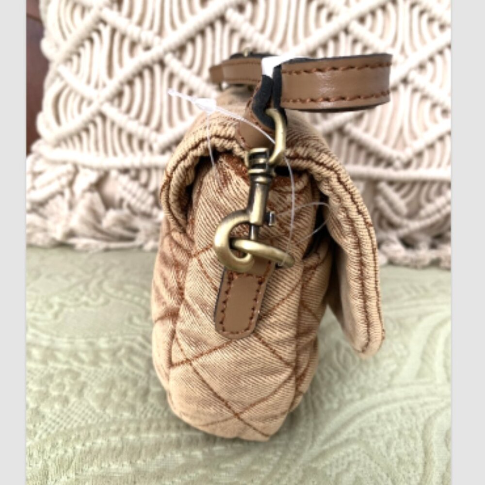 NWT PATRICIA NASH Bonny Quilted Stonewashed Denim Crossbody Bag Biscuit Beige - Picture 15 of 16